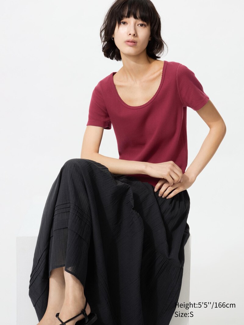 Мини-футболка с круглым вырезом и ажурным узором