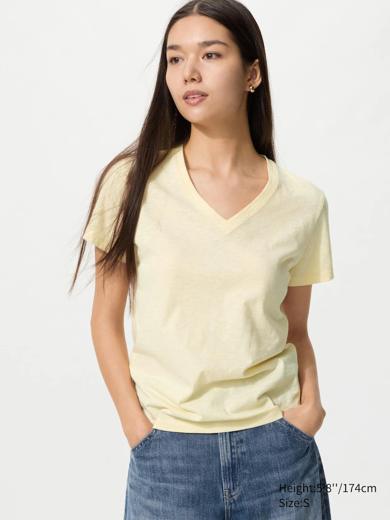 Футболка с v-образным вырезом из ткани с текстурой slub