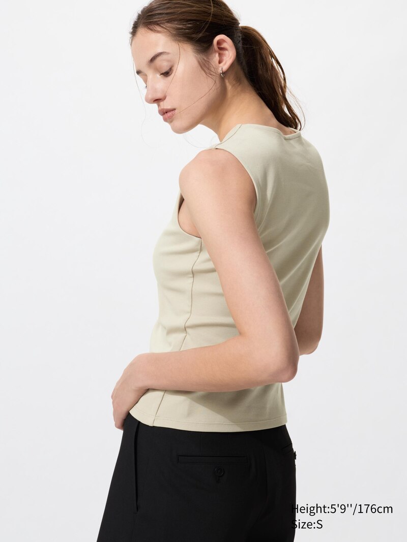 Майка с круглым вырезом и двойной отделкой (без рукавов)