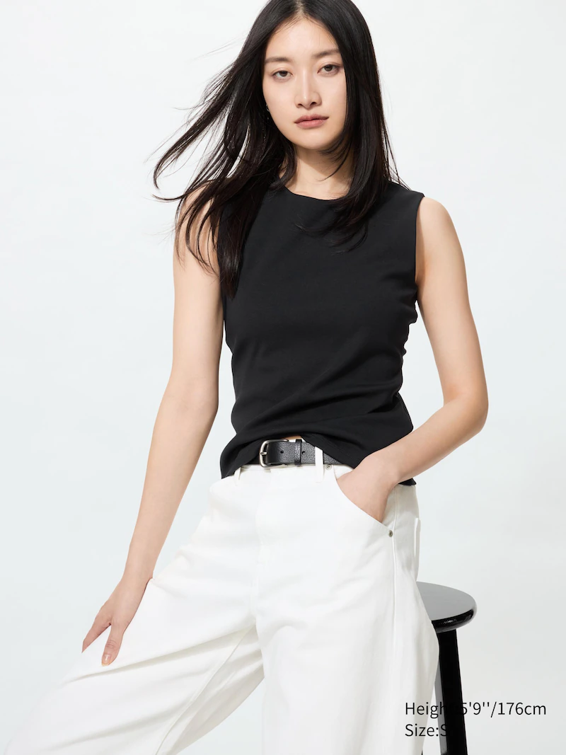 Майка с круглым вырезом и двойной отделкой (без рукавов)