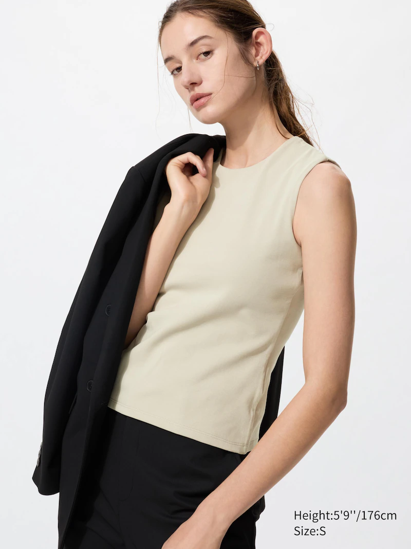 Майка с круглым вырезом и двойной отделкой (без рукавов)