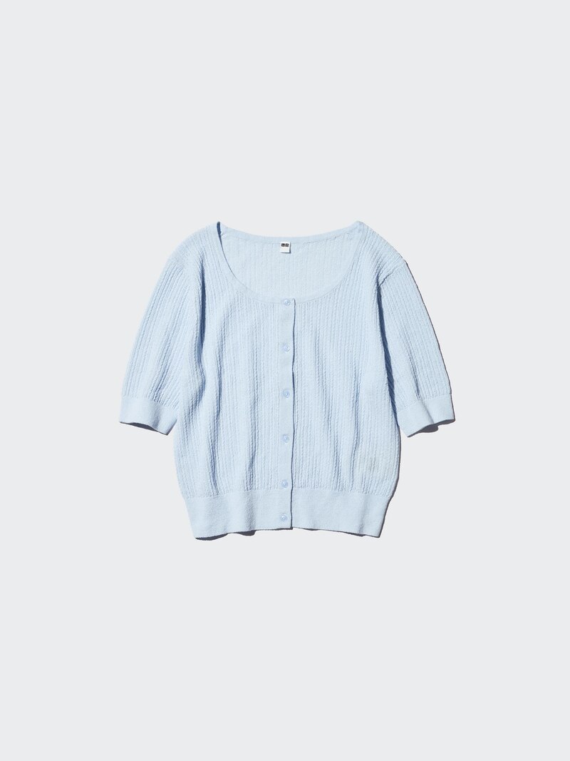 Кардиган с круглым вырезом и коротким рукавом из кружева