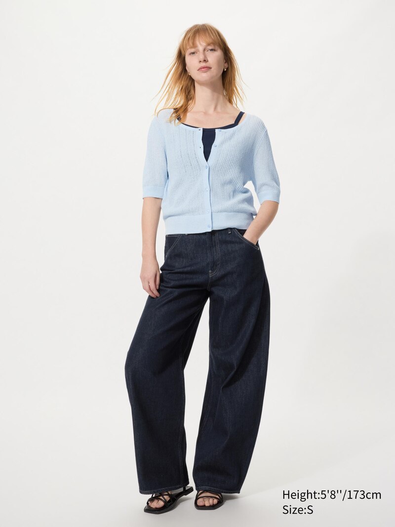 Кардиган с круглым вырезом и коротким рукавом из кружева