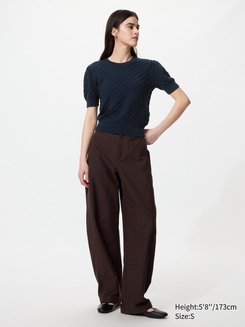 Кофта с круглым вырезом (короткий рукав) pointelle