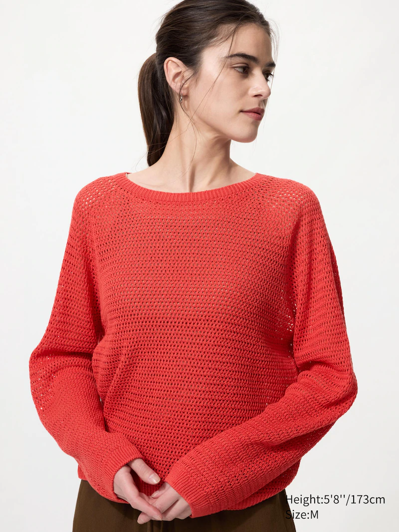 Свитер с круглым вырезом из трехмерного вязаного материала