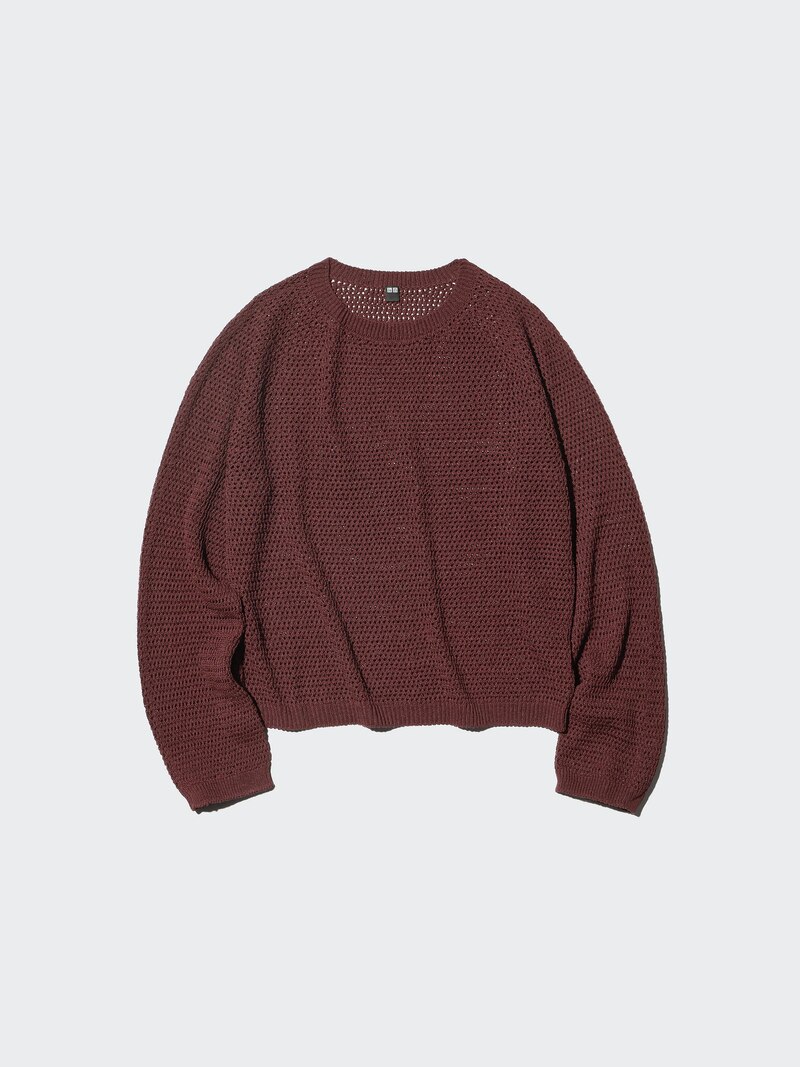 Свитер с круглым вырезом из трехмерного вязаного материала