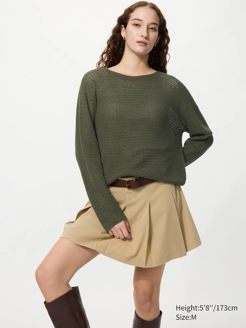 Свитер с круглым вырезом из трехмерного вязаного материала