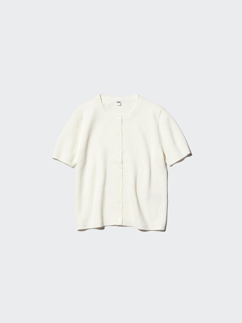 Кардиган с коротким рукавом и застёжкой на пуговицы и бахрому