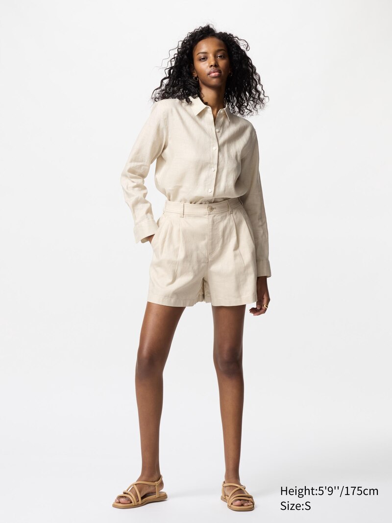 Шорты из льна и хлопка