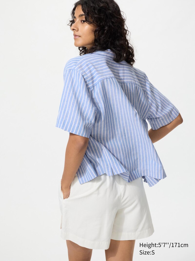 Юбка-шорты из льняной смеси (черный)