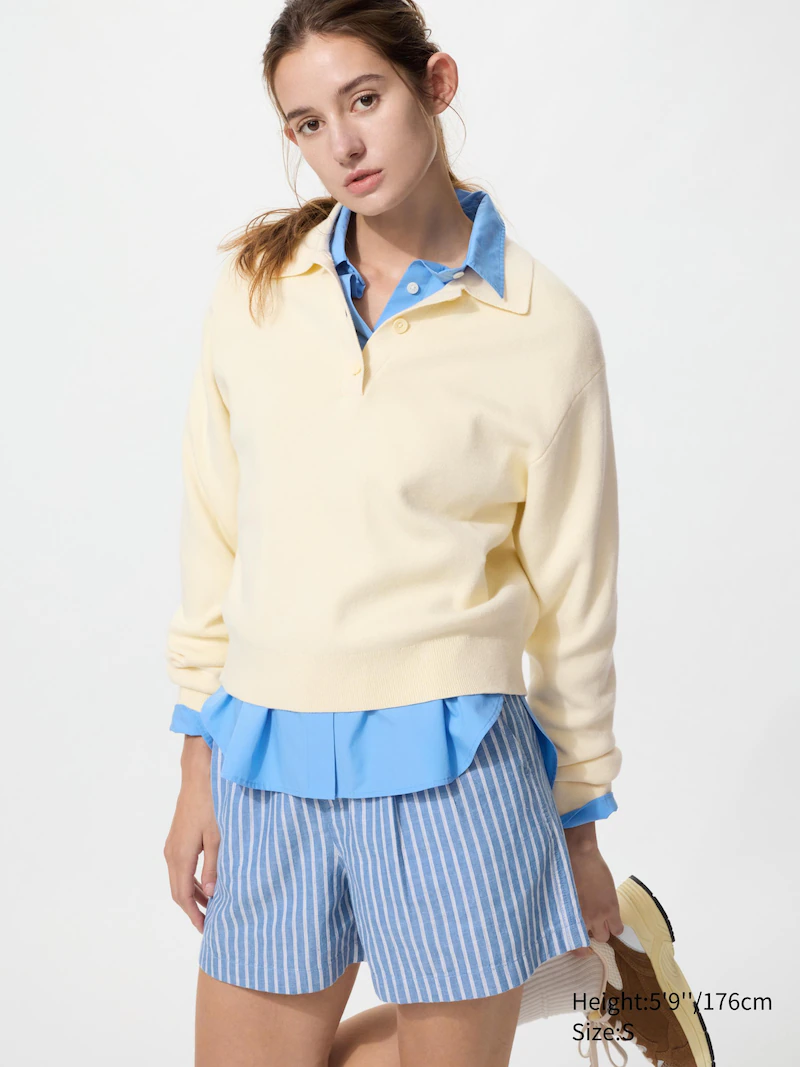 Льняные хлопковые шорты (в полоску)