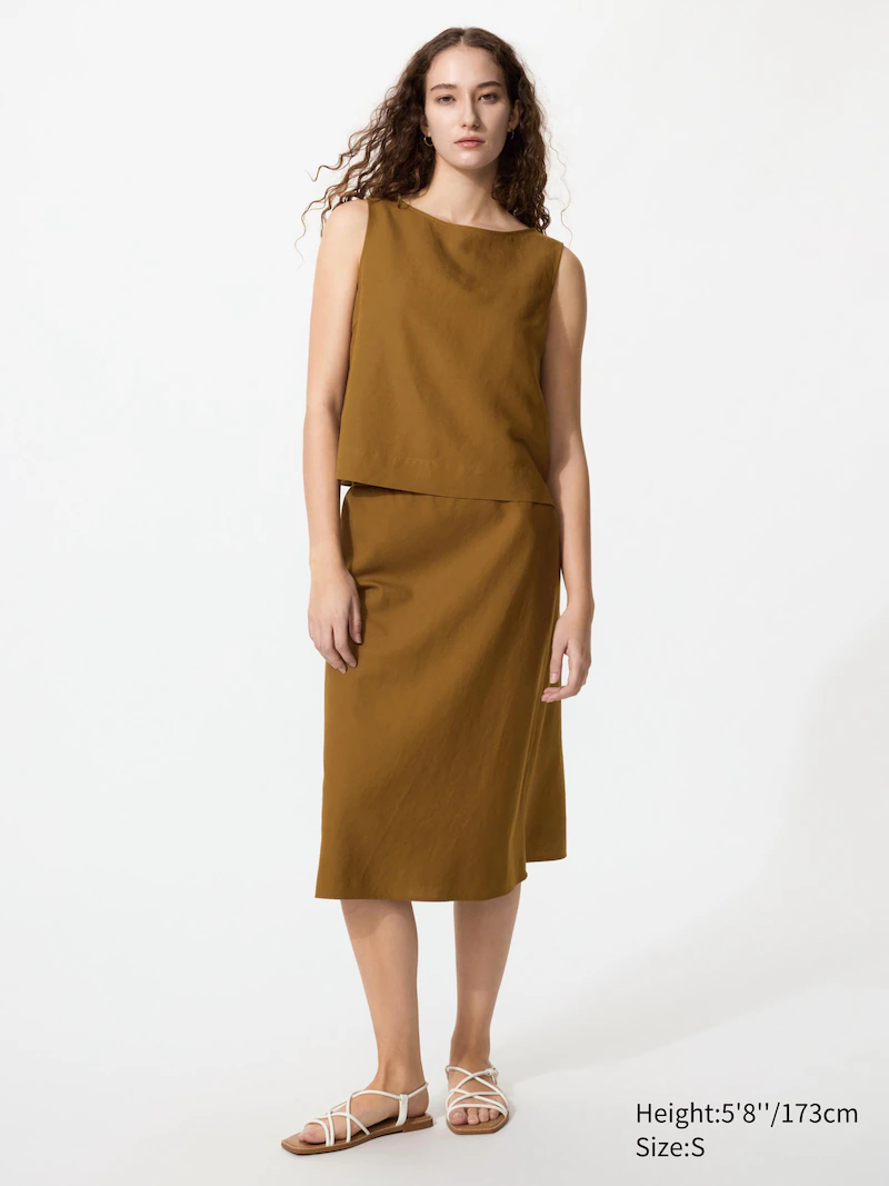 Миди-юбка из смесового льна узкого кроя