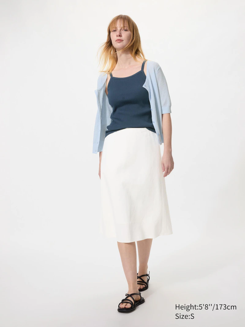 Миди-юбка из смесового льна узкого кроя