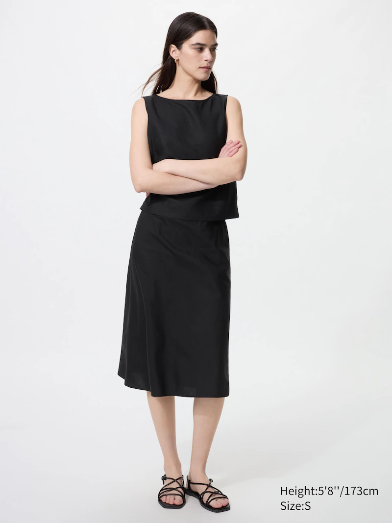 Миди-юбка из смесового льна узкого кроя