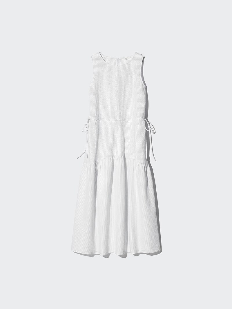 Платье из льна с тире (без рукавов, в полоску)