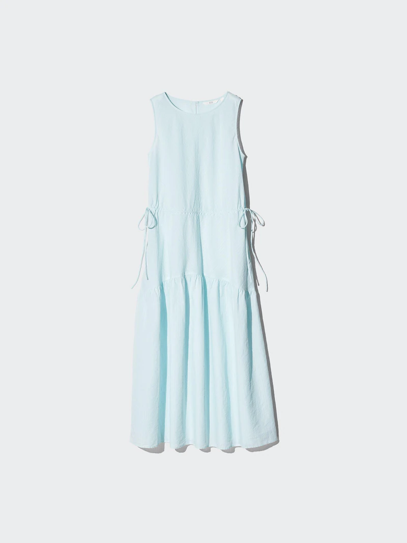 Платье из льна с объемными тире (без рукавов)
