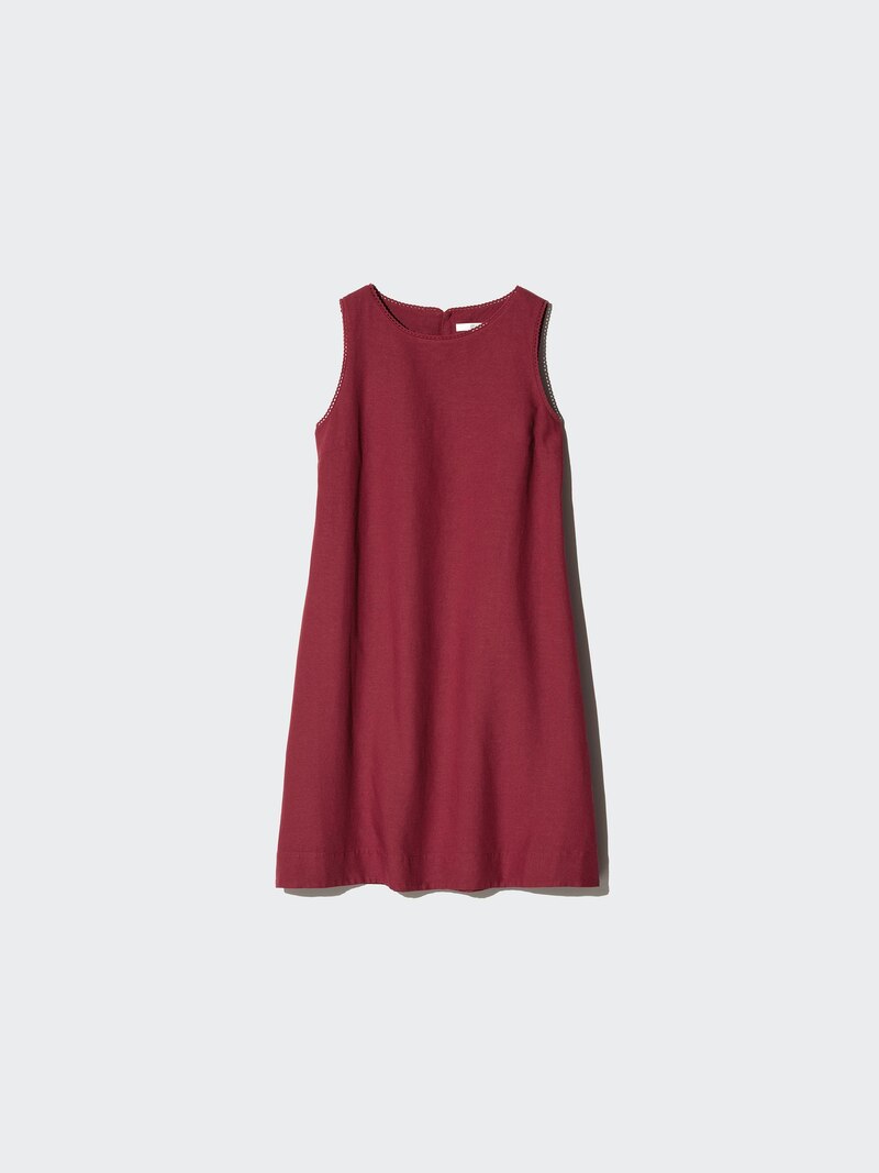 Платье мини из льняной смеси (без рукавов)