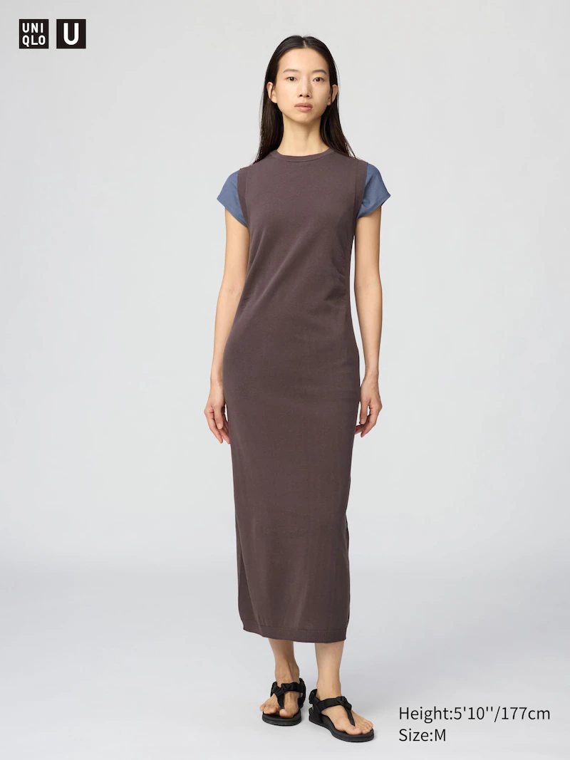 Платье из хлопка с объемным трикотажем 3d