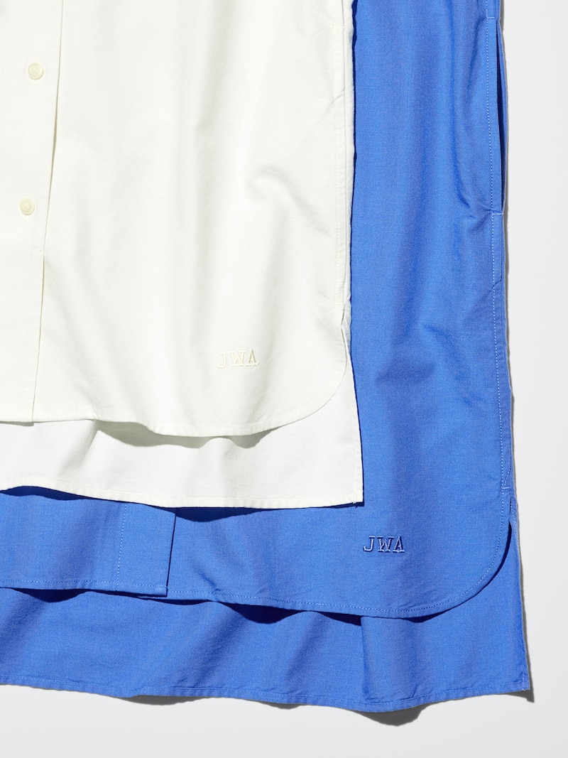 Халат-рубашка с открытым воротником из оксфорда