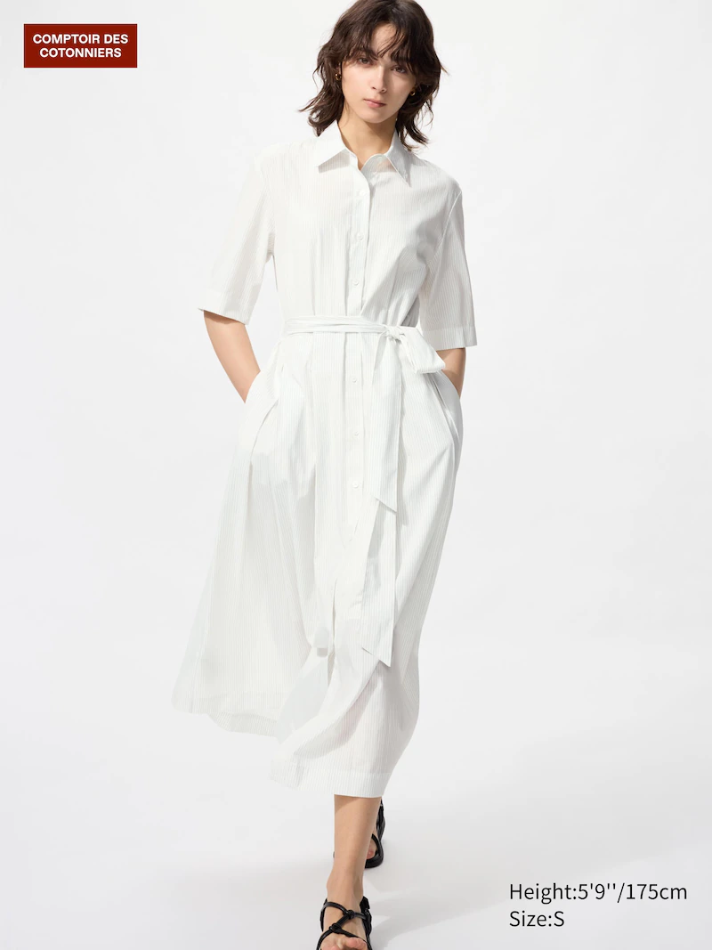 Платье из хлопкового смесового материала (в полоску)