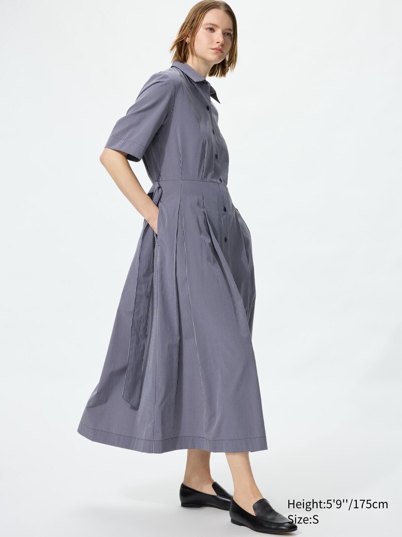 Платье из хлопкового смесового материала (в полоску)