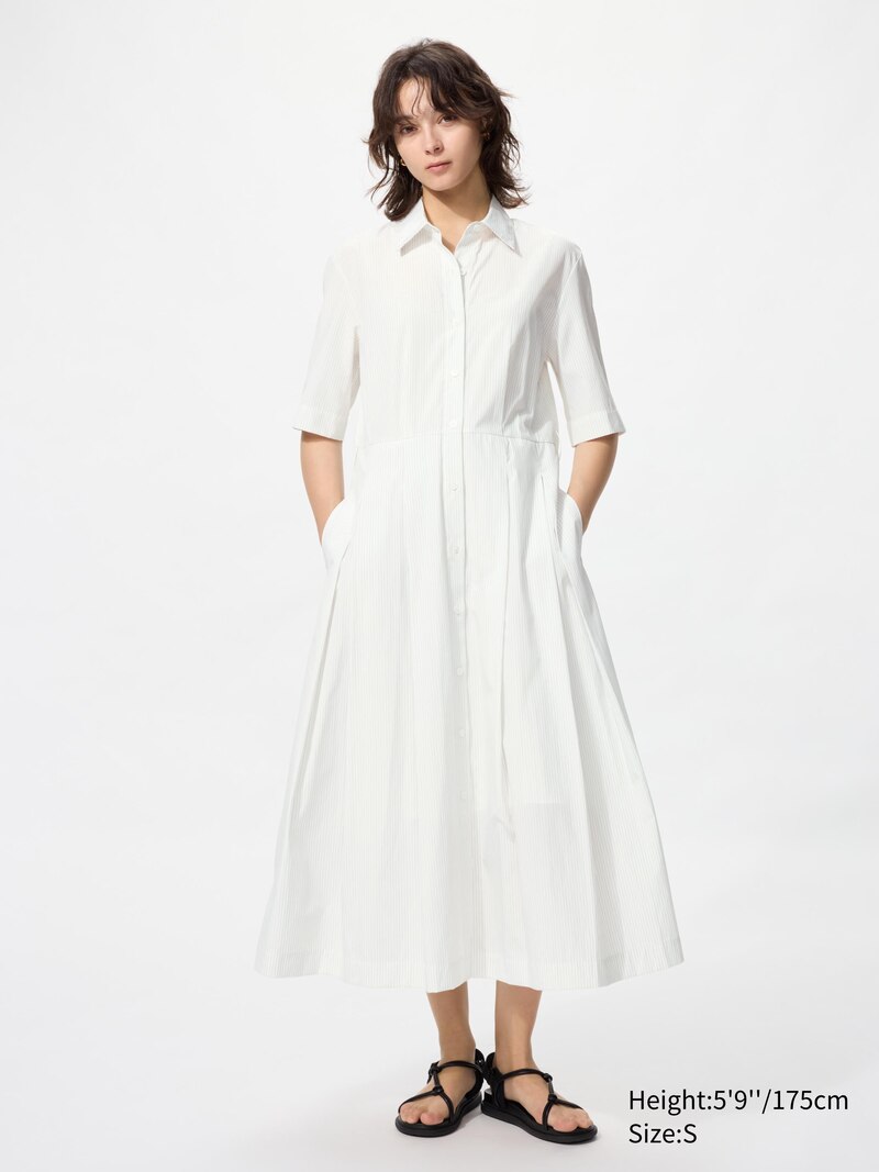 Платье из хлопкового смесового материала (в полоску)