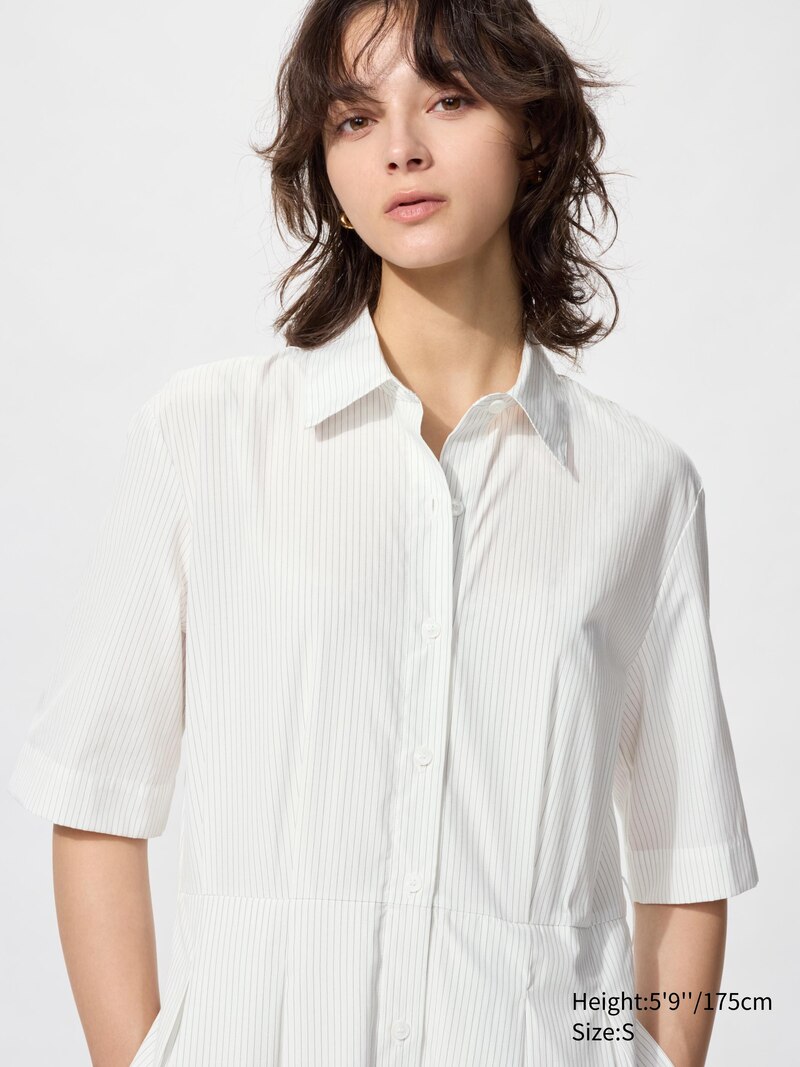 Платье из хлопкового смесового материала (в полоску)