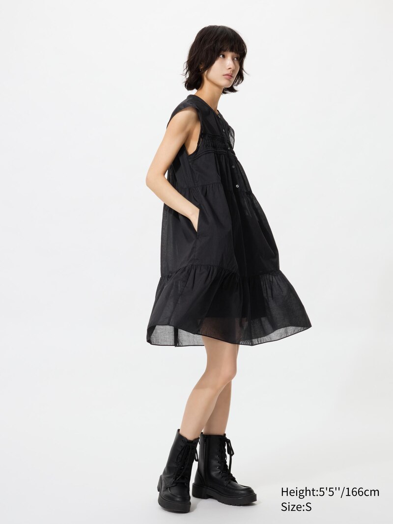 Хлопковое платье с тире (без рукавов)