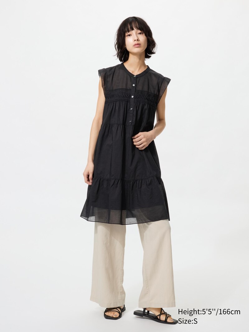 Хлопковое платье с тире (без рукавов)