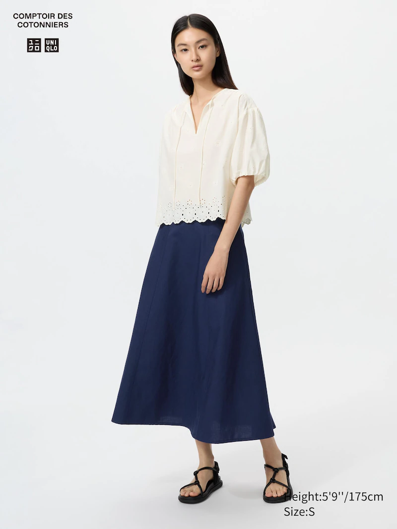 Юбка со складками из льна