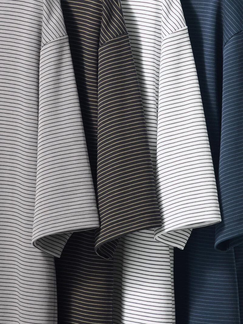 Футболка с приталенным кроем и круглым вырезом airism из хлопка (в полоску)