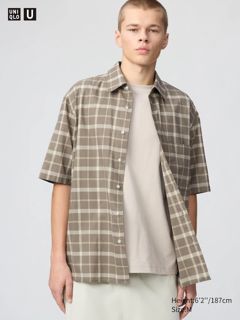 Рубашка прямого кроя (короткий рукав, клетка)