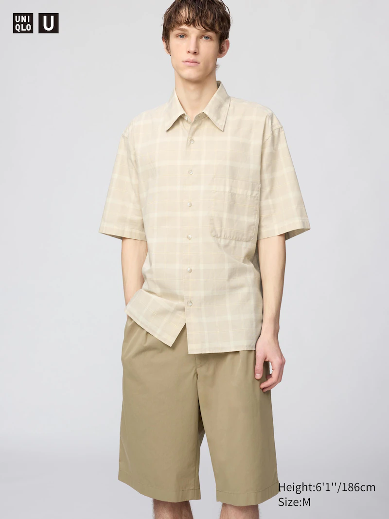 Рубашка прямого кроя (короткий рукав, клетка)