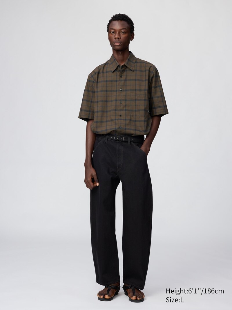 Рубашка прямого кроя (короткий рукав, клетка)