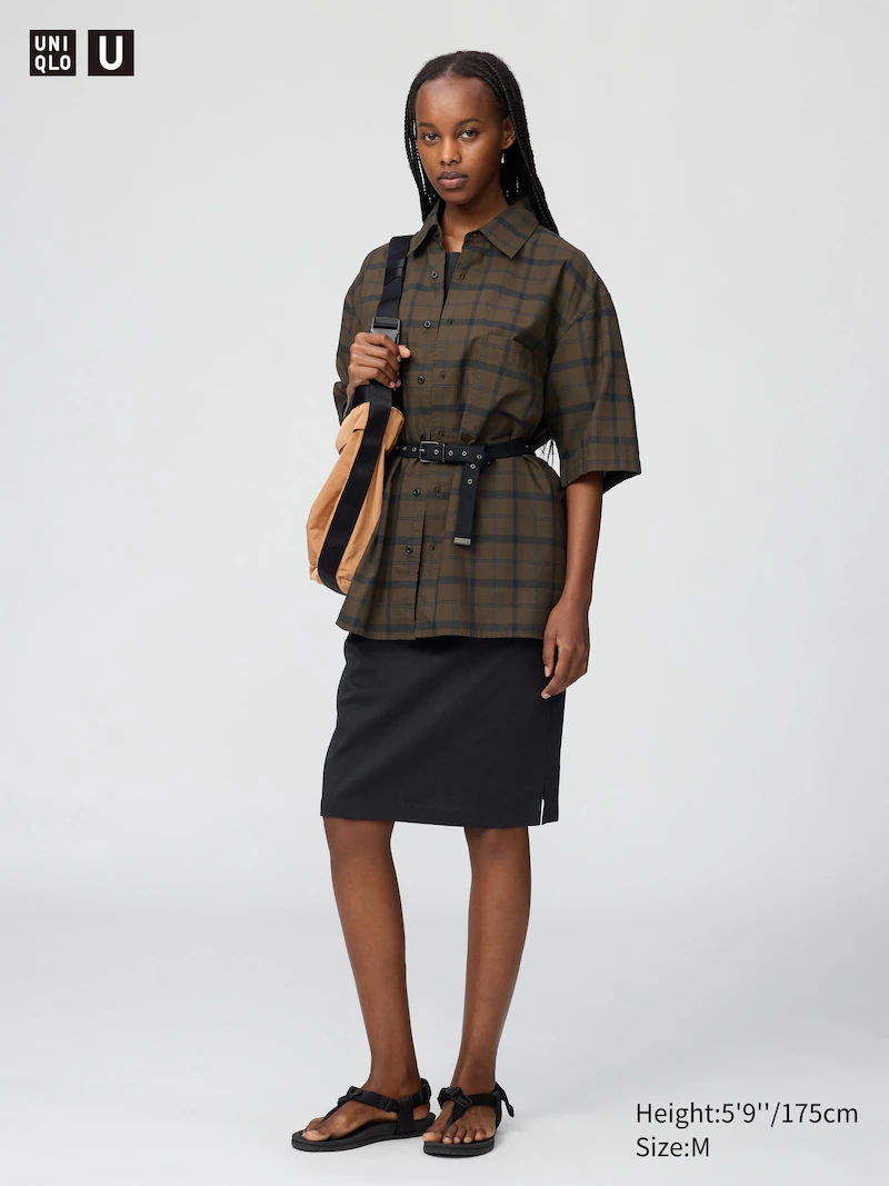 Рубашка прямого кроя (короткий рукав, клетка)