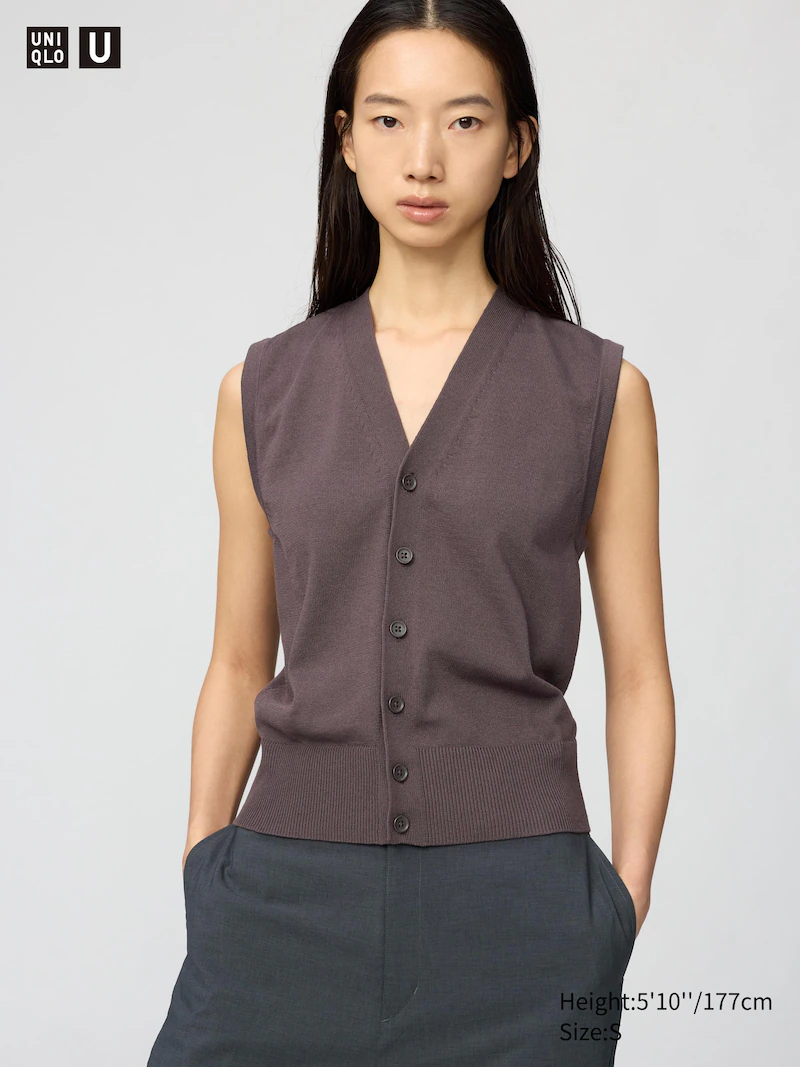 Вязаный жилет с пуговицами, подлежащий стирке