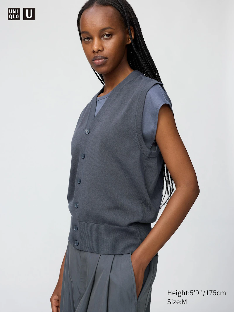 Вязаный жилет с пуговицами, подлежащий стирке