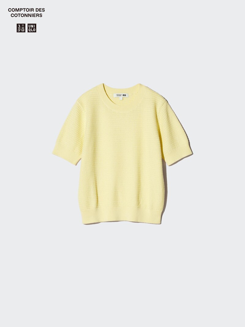 Хлопковый свитер с круглым вырезом (короткий рукав)