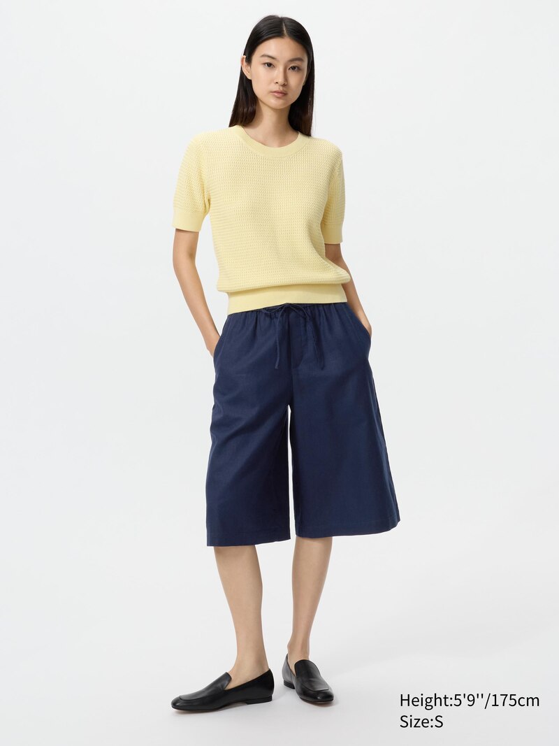 Хлопковый свитер с круглым вырезом (короткий рукав)