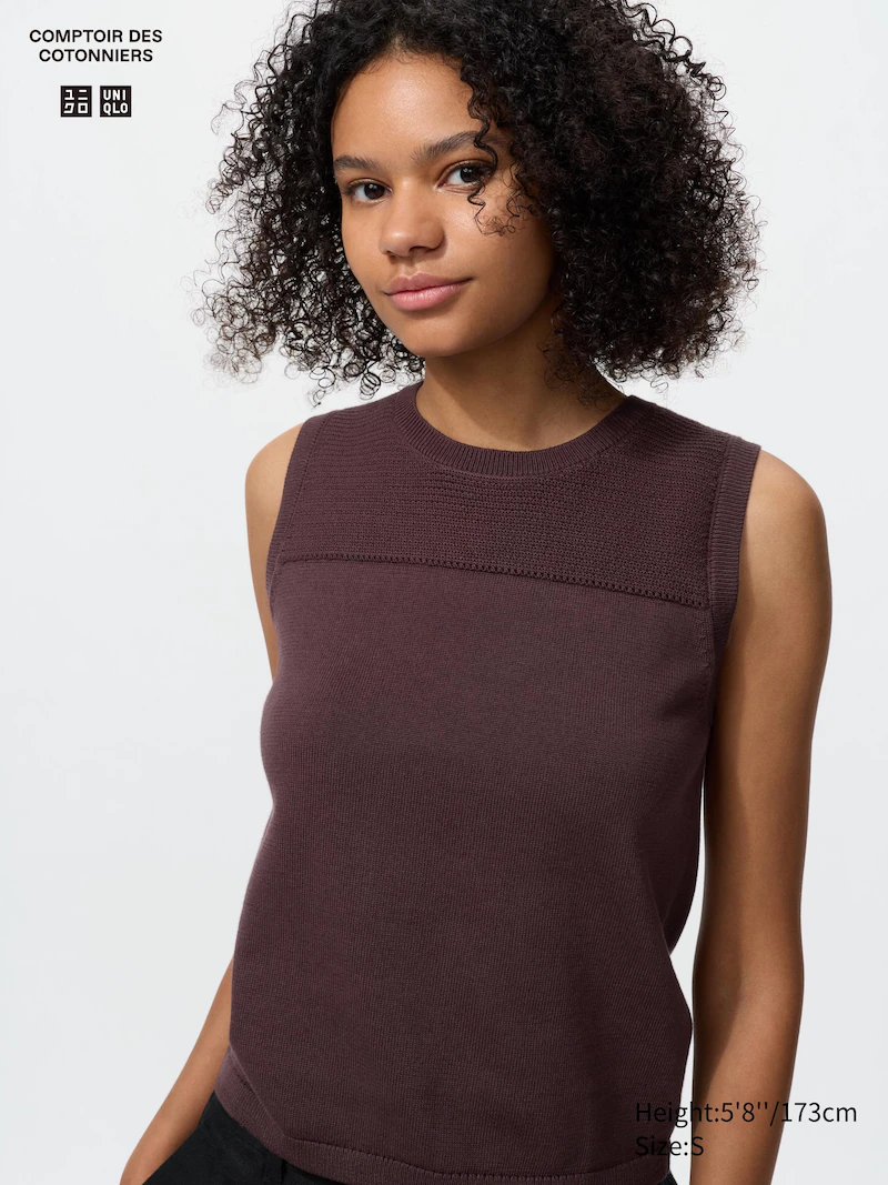 Реглан без рукавов из хлопка с круглым вырезом