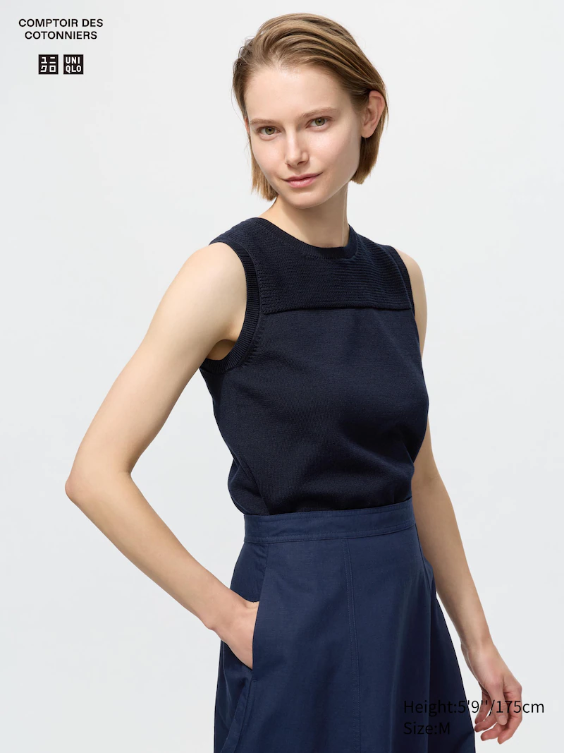 Реглан без рукавов из хлопка с круглым вырезом