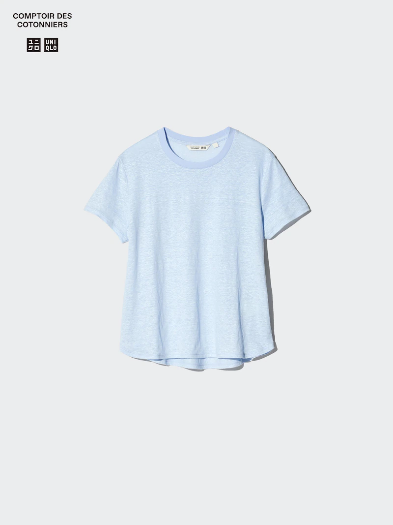 Футболка с круглым вырезом из 100% льна