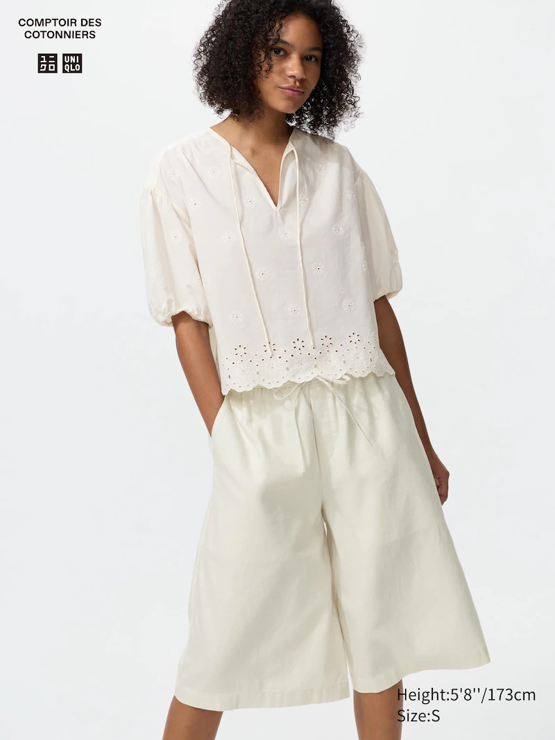 Льняные брюки-кюлоты