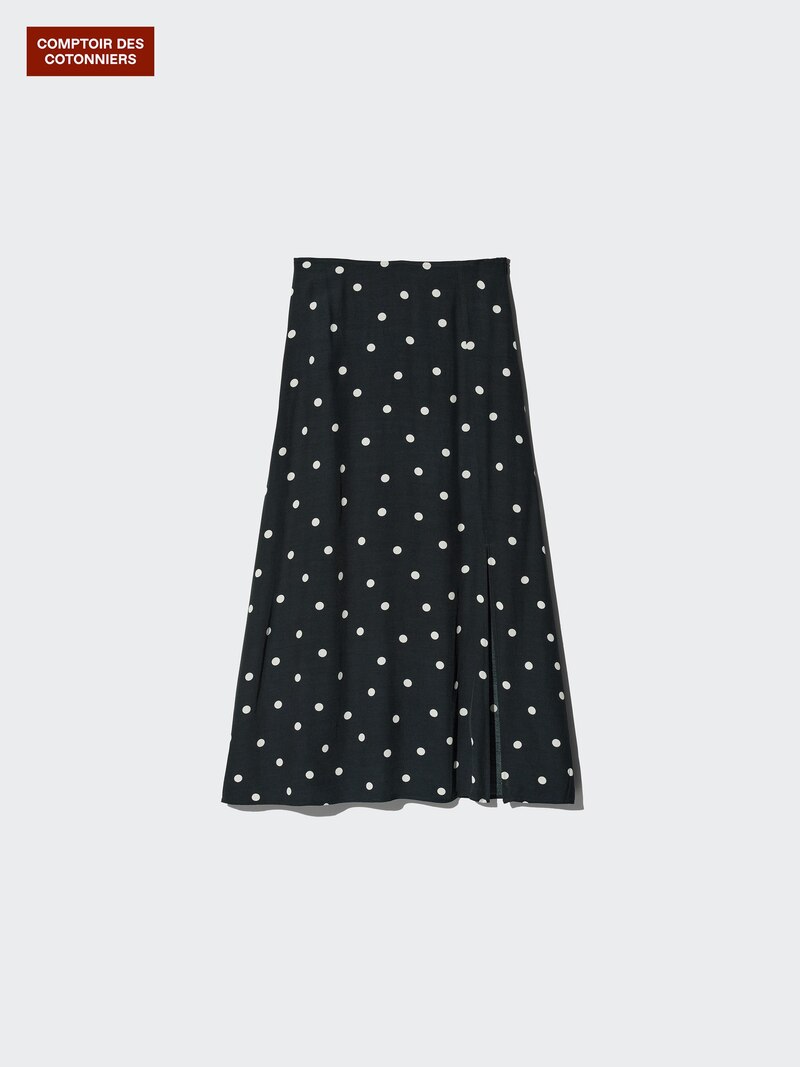 Юбка с разрезом rayon long (в горошек)