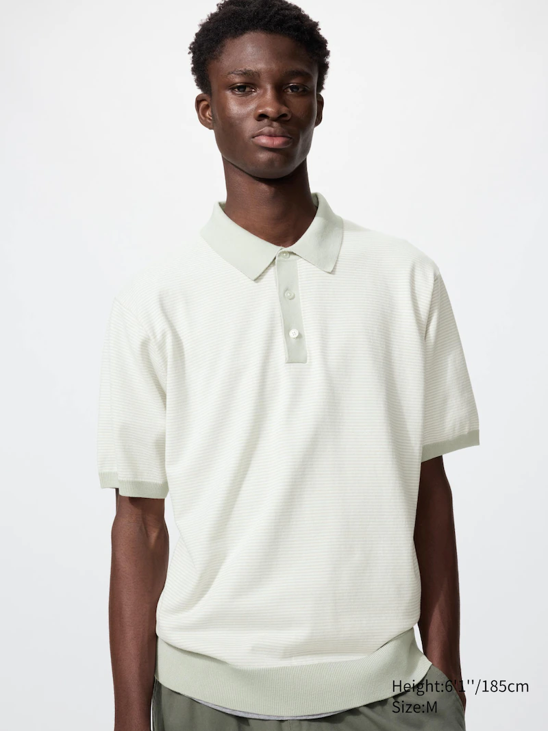 Поло-свитер в полоску с коротким рукавом из стираемого трикотажа