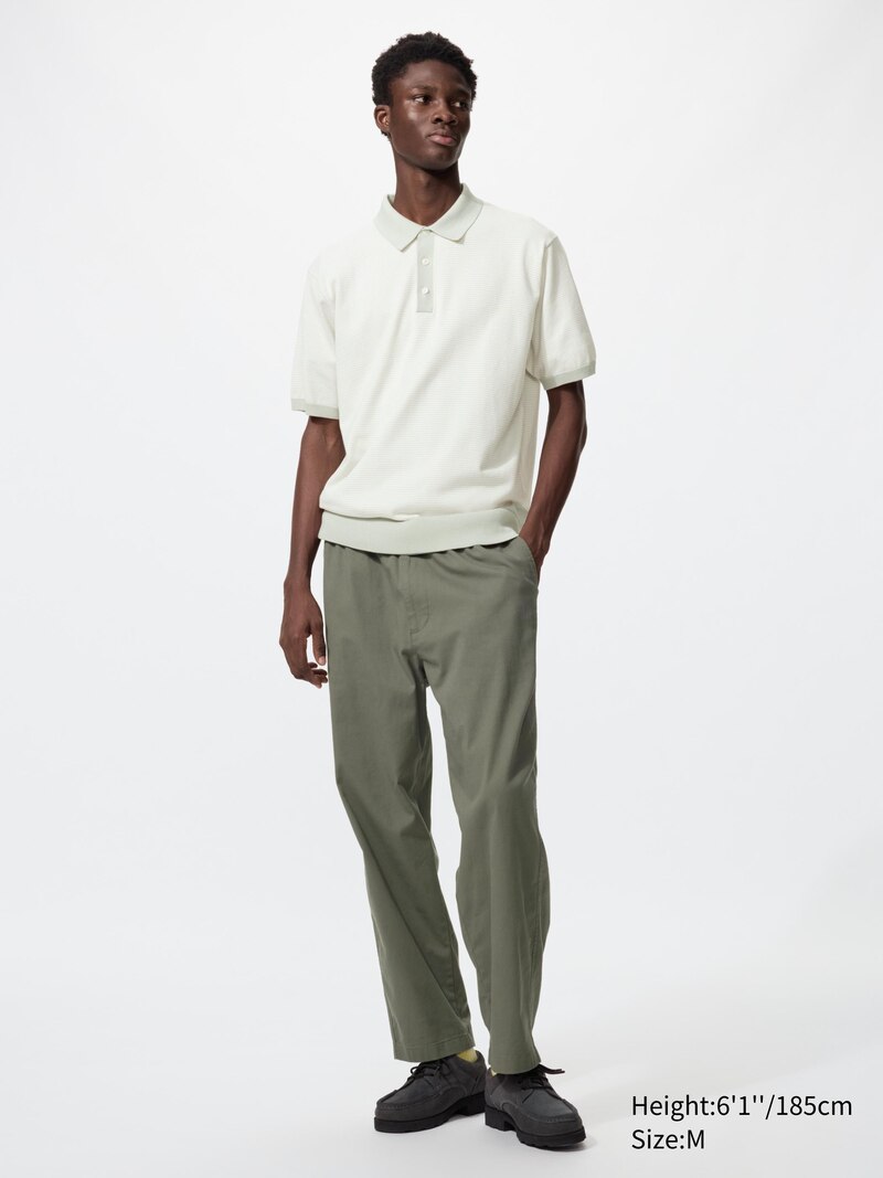 Поло-свитер в полоску с коротким рукавом из стираемого трикотажа