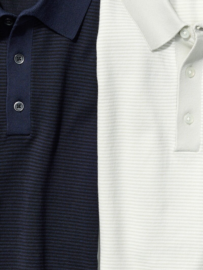 Поло-свитер в полоску с коротким рукавом из стираемого трикотажа