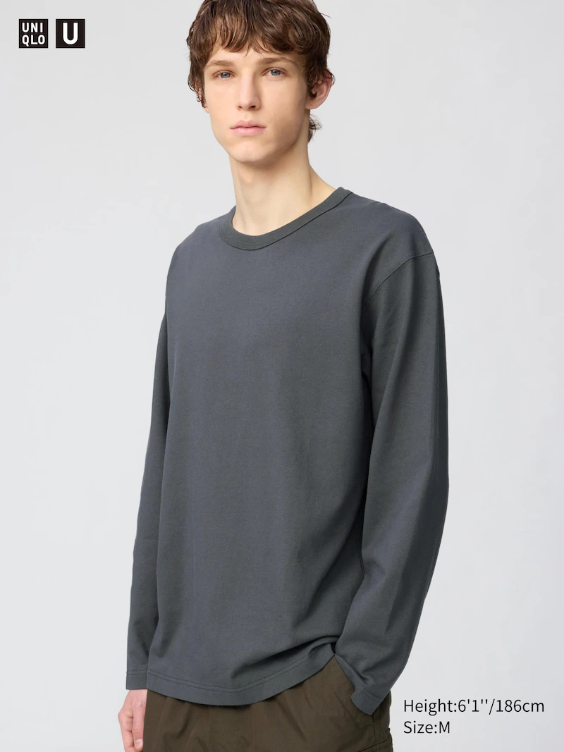 Футболка с длинным рукавом из мягкого джерси (washed heavy jersey crew neck)