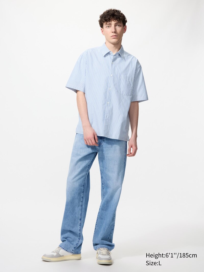 Рубашка из плетеной ткани (короткий рукав, в полоску)