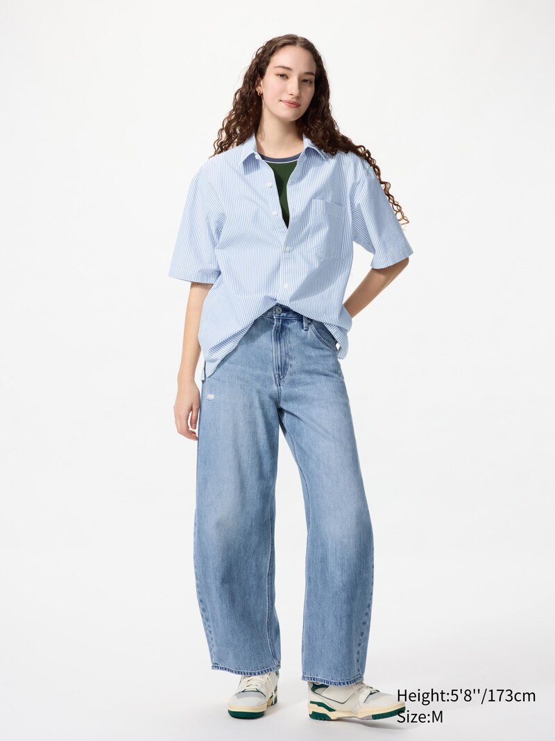 Рубашка из плетеной ткани (короткий рукав, в полоску)